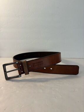 TIMBERLAND Men’s Brown Leather Belt With Silver Buckle Size 32